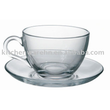 strong glass coffee cup with saucer